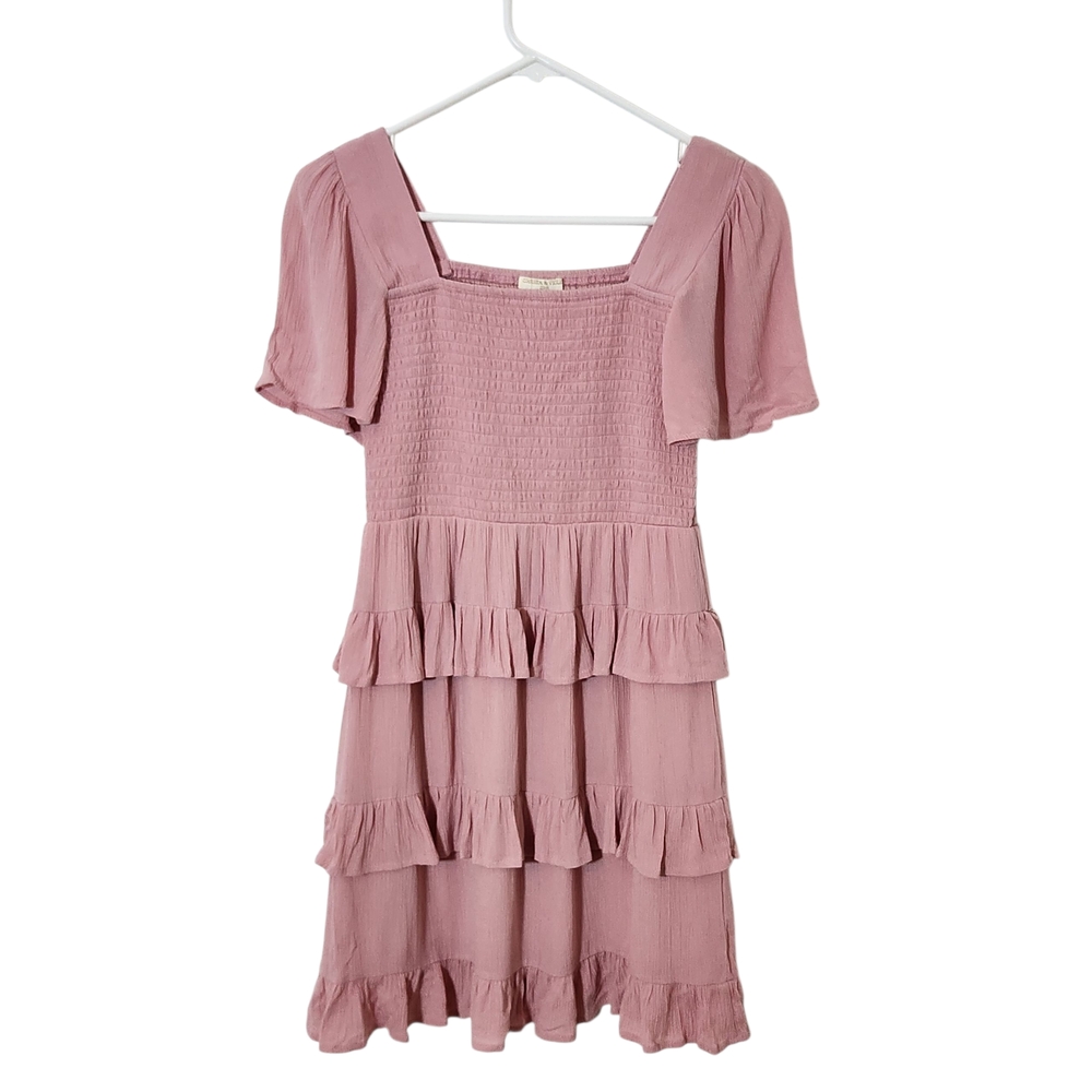 Chelsea & Violet Girl's Pink Smocked Dress with Tiered Ruffle Skirt NWT Size XL
